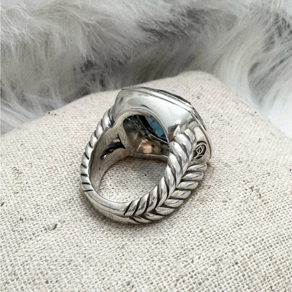 David Yurman Moonlight Ice Hampton Blue Topaz Diamond Albion Ring - Picture 8 of 12